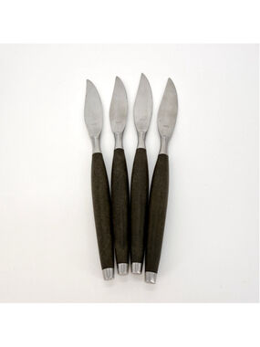 Vintage MCM Scandinavian Knives Cutlery Set Silver & Black Stainless Steel Japan